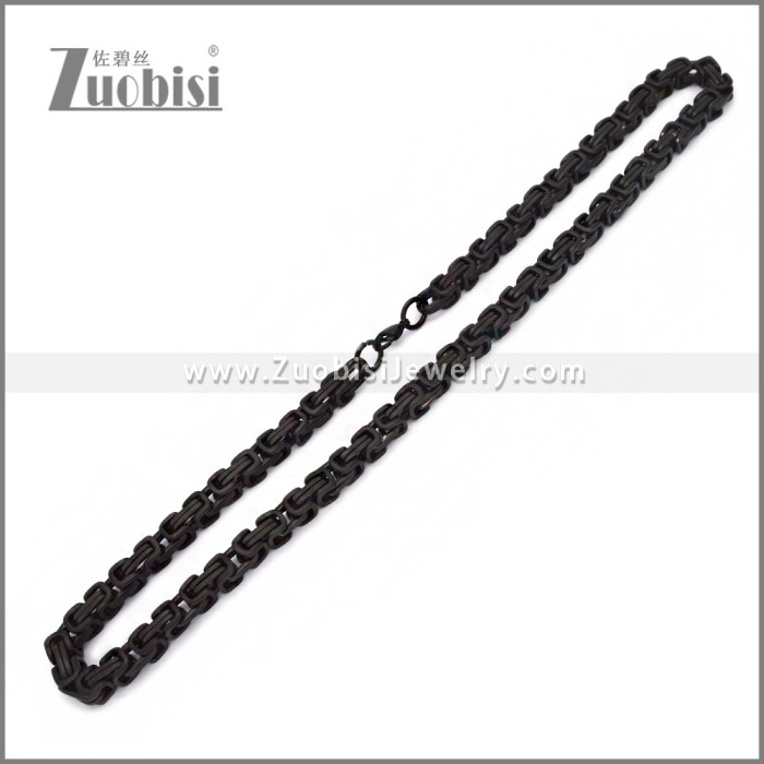 8MM Matte Black Byzantine Necklace in Stainless Steel n003679MH