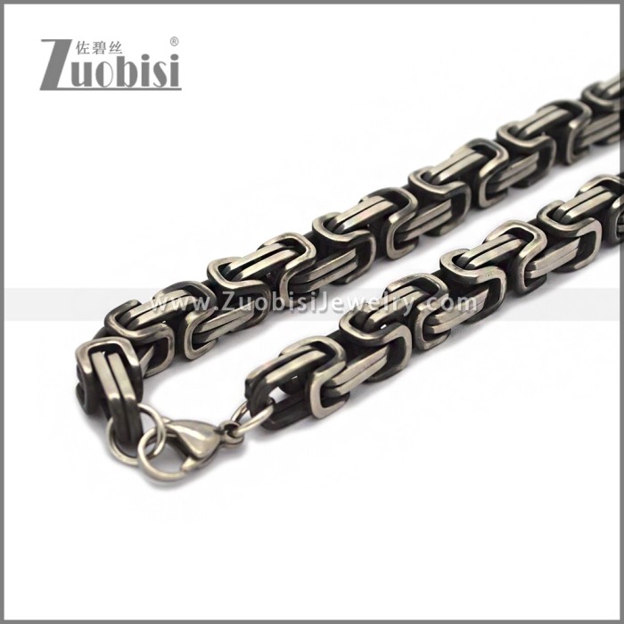 0.8CM Matte Silver Stainless Steel Byzantine Chain n003679M