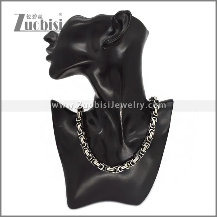 0.8CM Matte Silver Stainless Steel Byzantine Chain n003679M