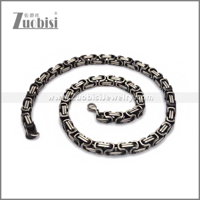 0.8CM Matte Silver Stainless Steel Byzantine Chain n003679M