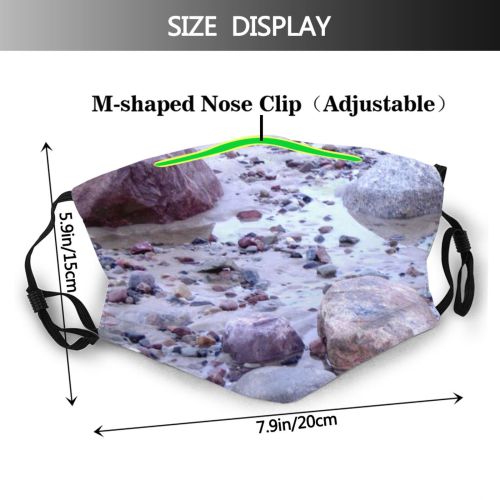 yanfind Pebble Winter Coastline Watercourse Geological Sea Rock Gravel Beach Stone Stream Sand Dust Washable Reusable Filter and Reusable Mouth Warm Windproof Cotton Face
