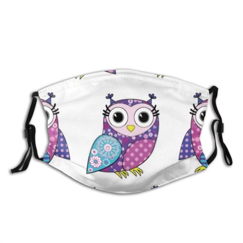 yanfind Bird Cute Flying Imagery Colorful Seamless Cheerful Feathery Owlet Eyed Eagle Predator Dust Washable Reusable Filter and Reusable Mouth Warm Windproof Cotton Face