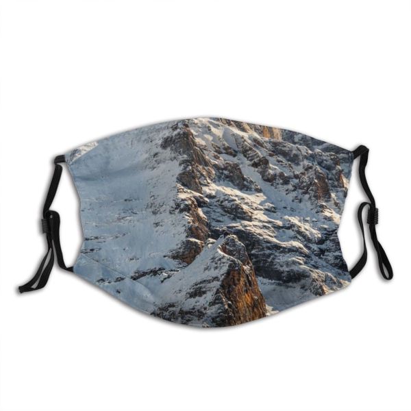 yanfind Idyllic Ice Glacier Daylight Frost Hike Frosty Snowy Rock Switzerland Climb Frozen Dust Washable Reusable Filter and Reusable Mouth Warm Windproof Cotton Face