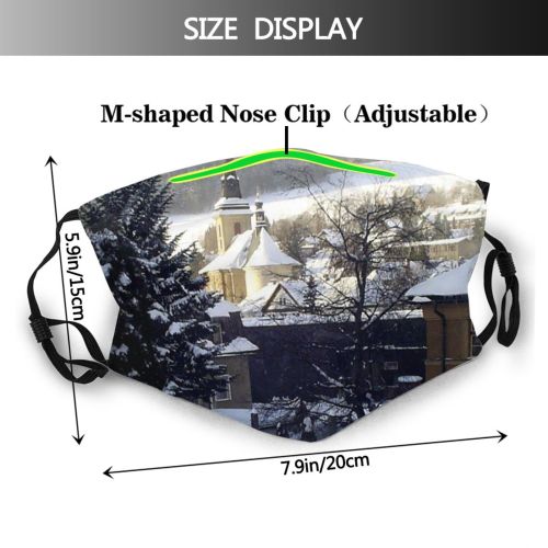 yanfind Winter Home Winter Area Rural Landscape Sky Czech Snow Clouds Roof Tree Dust Washable Reusable Filter and Reusable Mouth Warm Windproof Cotton Face