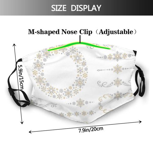 yanfind Hexagon Design Frost Star Frozen Sharp Silver Falling Snow Retro Space Ornament Dust Washable Reusable Filter and Reusable Mouth Warm Windproof Cotton Face