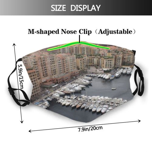 yanfind Marina Urban Harbor Monaco City Metropolitan Waterway Monte Formula Vehicle Boat Area Dust Washable Reusable Filter and Reusable Mouth Warm Windproof Cotton Face