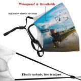 yanfind Idyllic Watercraft Transportation Golden Calm Dawn Canoe Clouds Tranquil Dramatic Scenery Vehicle Dust Washable Reusable Filter and Reusable Mouth Warm Windproof Cotton Face