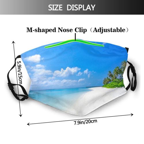yanfind Idyllic Tropical Shore Vacation Cloudscape Oceanside Seaside Sea Clouds Daytime Beach Tranquil Dust Washable Reusable Filter and Reusable Mouth Warm Windproof Cotton Face
