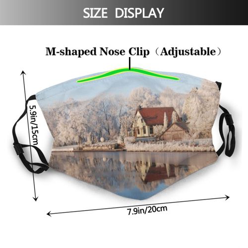 yanfind Winter Waterway Landscape Reflection Trees Tree Ice Morning Winter Natural Frost River Dust Washable Reusable Filter and Reusable Mouth Warm Windproof Cotton Face