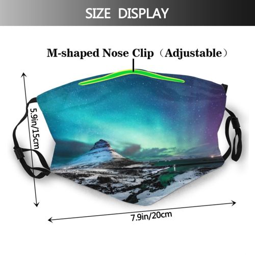 yanfind Europe Dramatic Range Star Landscape Iceland Rural Scene Night Snow Place Polaris Dust Washable Reusable Filter and Reusable Mouth Warm Windproof Cotton Face