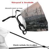 yanfind Marina Harbor Mast Sky Reflection Vehicle Atardecer Boat Atmospheric Port Puerto Dust Washable Reusable Filter and Reusable Mouth Warm Windproof Cotton Face