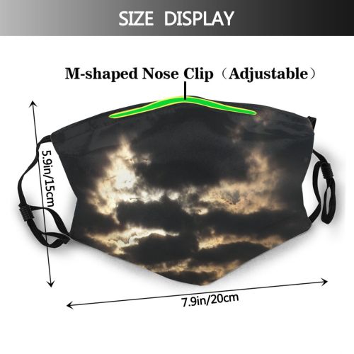 yanfind Night Sky Ray Dusk Dawn Atmospheric Sun Meteorological Cloud Sky Moon Clouds Dust Washable Reusable Filter and Reusable Mouth Warm Windproof Cotton Face