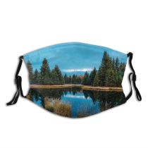 yanfind Lake Sunset Reflections Dawn Forest Pond Evergreen River Conifer Mountains Country Trees Dust Washable Reusable Filter and Reusable Mouth Warm Windproof Cotton Face