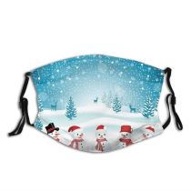 yanfind Ice Design Frost Defocused Star Landscape Smiling Reindeer Polar Tree Scene Snow Dust Washable Reusable Filter and Reusable Mouth Warm Windproof Cotton Face