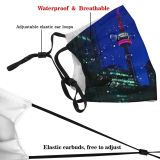 yanfind Landmark Downtown Evening Night Skyscraper Road Tower Architectural Urban High Modern Architecture Dust Washable Reusable Filter and Reusable Mouth Warm Windproof Cotton Face