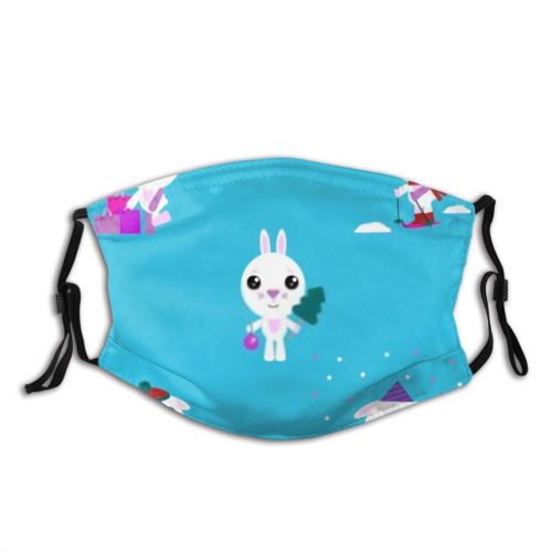 yanfind Congratulation Skiing Ski Cute Christmas Hare Present Year Rabbit Chinese Skating Design Dust Washable Reusable Filter and Reusable Mouth Warm Windproof Cotton Face
