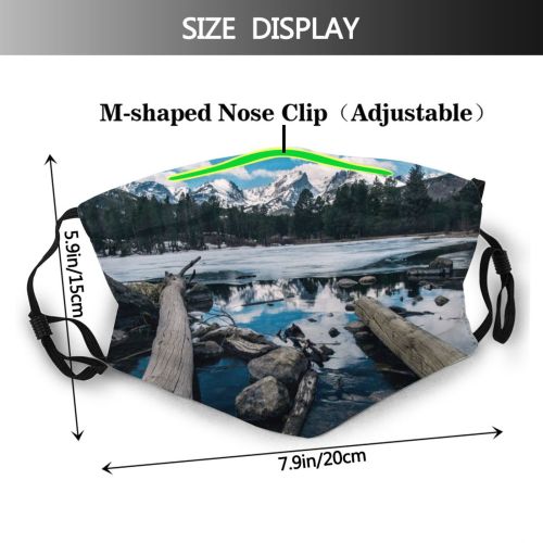 yanfind Idyllic Boulders Lake Daylight Park Frosty Snowy Forest Clouds Frozen Tranquil River Dust Washable Reusable Filter and Reusable Mouth Warm Windproof Cotton Face