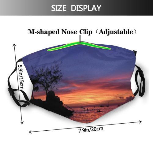 yanfind Dusk Afterglow Cloud Sunset Beach Sea Sunset Sky Horizon Sunrise Philippines Sea Dust Washable Reusable Filter and Reusable Mouth Warm Windproof Cotton Face