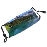 yanfind Lake Daylight Calm Dawn Recreation Mountain Evergreen Scenery Conifer Mountains Peak Outdoors Dust Washable Reusable Filter and Reusable Mouth Warm Windproof Cotton Face