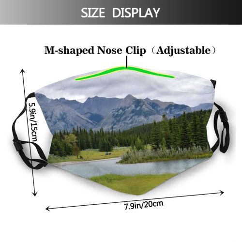 yanfind Lake Calm Greenery Clouds Evergreen River Scenery Mountains Rural Grass Trees Outdoors Dust Washable Reusable Filter and Reusable Mouth Warm Windproof Cotton Face