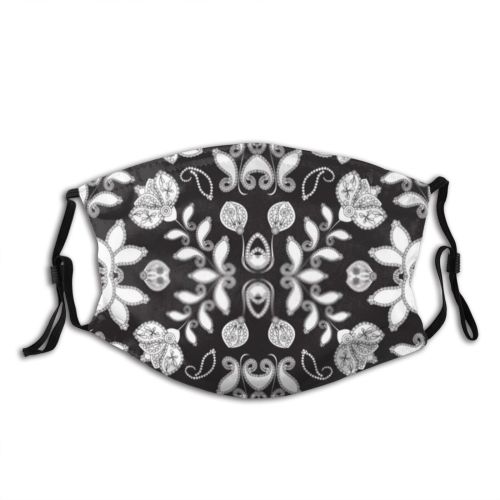 yanfind Abstract Decor Doodling Fashion Cute Arabic Fantasy Seamless Cotton Doodle Indian Vintage Dust Washable Reusable Filter and Reusable Mouth Warm Windproof Cotton Face