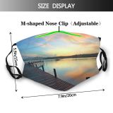 yanfind Jetty Reflection Clouds Lake Landscape Sunrise Sunset Backlit Dock Sky Mountains Boardwalk Dust Washable Reusable Filter and Reusable Mouth Warm Windproof Cotton Face