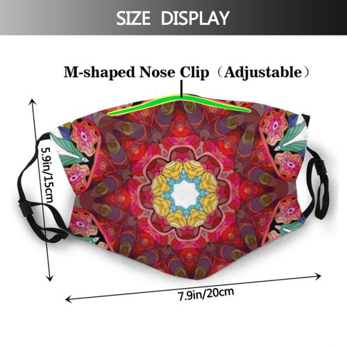 yanfind Abstract Isolated Asian Mandala Meditation Arabic Old Entangle Henna Coloring Doodle Indian Dust Washable Reusable Filter and Reusable Mouth Warm Windproof Cotton Face