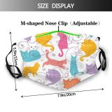 yanfind Cat Cute Resting Silhouette Seamless Colorful Wildlife Kid Ornament Baby Design Sleeping Dust Washable Reusable Filter and Reusable Mouth Warm Windproof Cotton Face