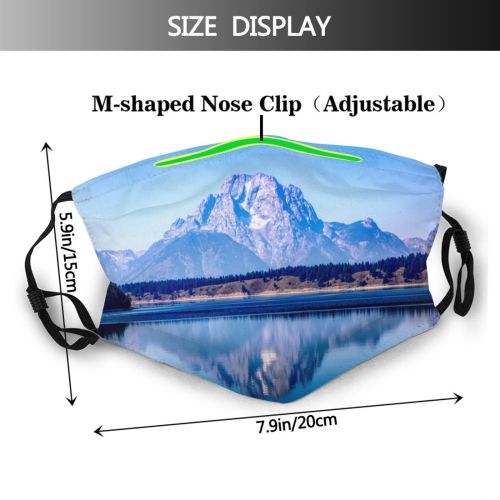 yanfind Idyllic Reflective Lake Amazing Park Calm Mountain Tranquil Picturesque Scenery Teton Mountains Dust Washable Reusable Filter and Reusable Mouth Warm Windproof Cotton Face