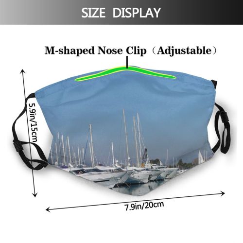 yanfind Marina Harbor Reflection Sky Vehicle Calm Dock Boat Yachts Port Cannes Dust Washable Reusable Filter and Reusable Mouth Warm Windproof Cotton Face