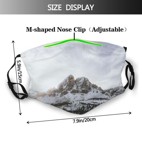 yanfind Ice Glacier Daylight Frost Frosty Mountain Snowy Clouds Peaks Frozen Capped Majestic Dust Washable Reusable Filter and Reusable Mouth Warm Windproof Cotton Face