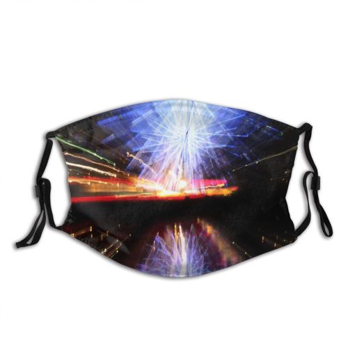 yanfind Motion Carousel Blur Night Reflextion Purple Speed Fireworks Sky Big Night Light Dust Washable Reusable Filter and Reusable Mouth Warm Windproof Cotton Face