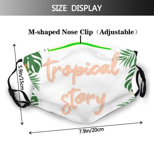 yanfind  Spring Flower Flora Handwritten Cartoon India Jungle Plant Tropical Brazil Branch Dust Washable Reusable Filter and Reusable Mouth Warm Windproof Cotton Face