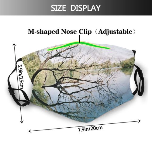 yanfind Lake Landscape Reflection Trees Sky Tree Branch Natural River Branches Bank Dust Washable Reusable Filter and Reusable Mouth Warm Windproof Cotton Face