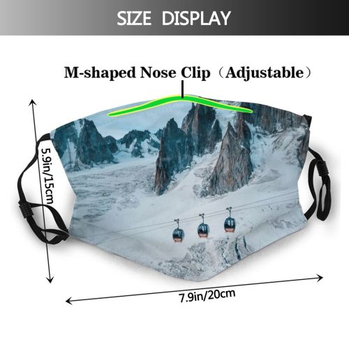 yanfind Ice Glacier Daylight Frost Frosty Mountain Snowy Icy Clouds Daytime Frozen Peaks   Dust Washable Reusable Filter and Reusable Mouth Warm Windproof Cotton Face