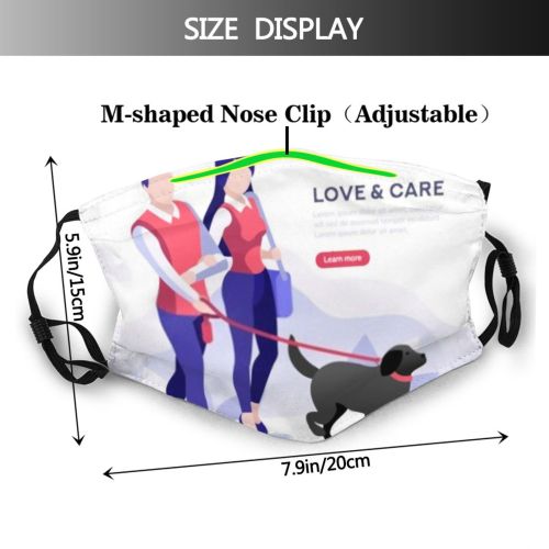 yanfind Abstract Dogs Recreation Together Relationship Communication Colorful Brochure Isometric Flyer Relax Feed Dust Washable Reusable Filter and Reusable Mouth Warm Windproof Cotton Face
