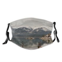 yanfind Landforms Lake Mountain Scenery Sky Range Highland Mountainous Lake Winter Sound Snow Dust Washable Reusable Filter and Reusable Mouth Warm Windproof Cotton Face