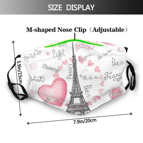 yanfind France Vacation Eiffel Cute Tour Paris Old European Wedding Doodle Tourism Capital Dust Washable Reusable Filter and Reusable Mouth Warm Windproof Cotton Face