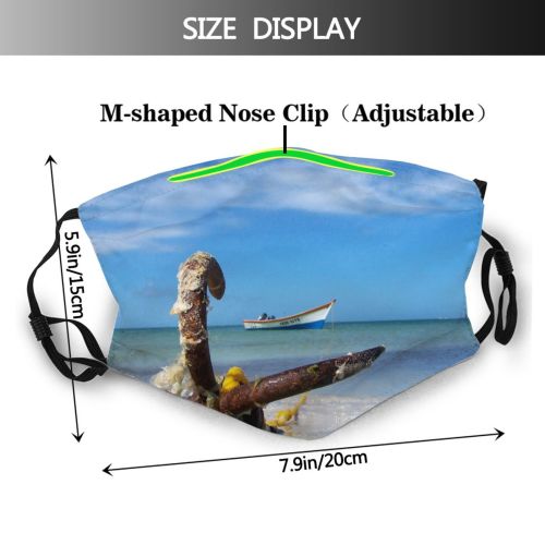 yanfind Wood Azure Beach Fisherman Coast Shore Sea Boat Venezuela Sky Ocean Anchor Dust Washable Reusable Filter and Reusable Mouth Warm Windproof Cotton Face