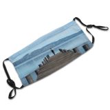 yanfind Jetty Sea Wooden Ocean Wood Pier Dock Dusk Boardwalk Dawn Dust Washable Reusable Filter and Reusable Mouth Warm Windproof Cotton Face