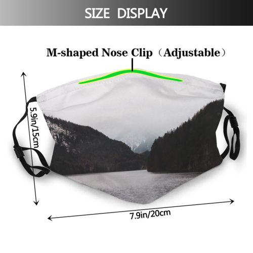 yanfind Idyllic Lake Pine Dawn Mountain Gloomy Daytime Tranquil Scenery Mountains Schwangau Winter Dust Washable Reusable Filter and Reusable Mouth Warm Windproof Cotton Face