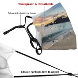 yanfind Idyllic Shore Calm Oceanside Sunset Evening Seaside Dawn Tide Waves Sea Clouds Dust Washable Reusable Filter and Reusable Mouth Warm Windproof Cotton Face