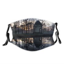 yanfind Herrenhausen Garden Morning Tree Pool Reflection Lonely Fog Sunrise Park Pond Sky Dust Washable Reusable Filter and Reusable Mouth Warm Windproof Cotton Face