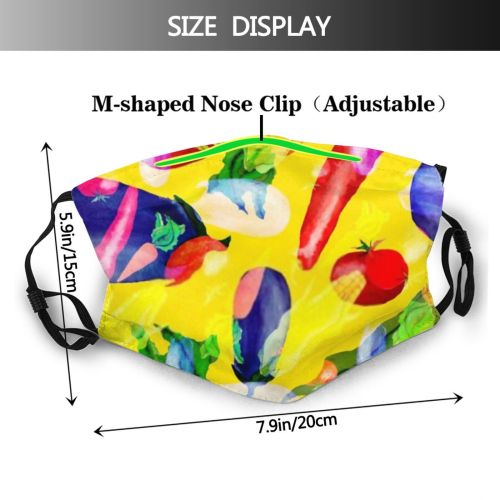 yanfind Abstract Pepper Farm Garden Vegetable Cute Vegetarian Cook Raw Menu Seamless Colorful   Dust Washable Reusable Filter and Reusable Mouth Warm Windproof Cotton Face