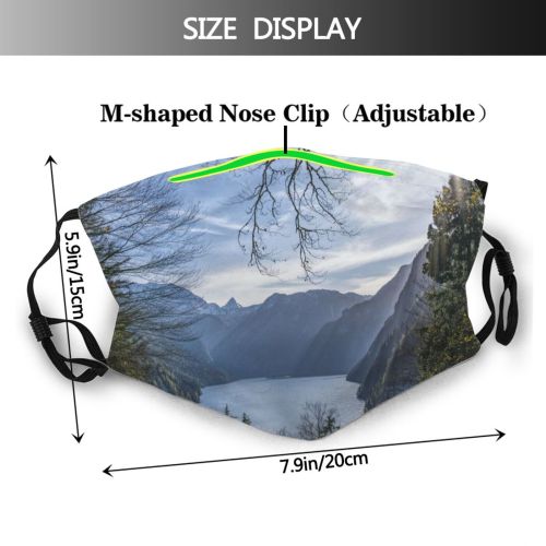 yanfind Lake Mountain Clouds Daytime High Mountains Trees Outdoors Sky Range Foggy Woods Dust Washable Reusable Filter and Reusable Mouth Warm Windproof Cotton Face