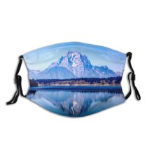 yanfind Idyllic Reflective Lake Amazing Park Calm Mountain Tranquil Picturesque Scenery Teton Mountains Dust Washable Reusable Filter and Reusable Mouth Warm Windproof Cotton Face