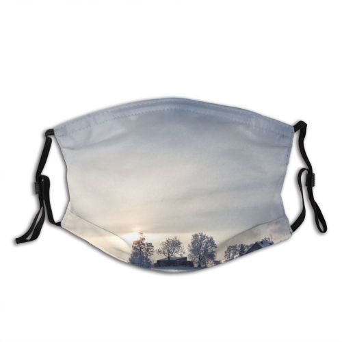 yanfind Dawn Tranquiy Tree Snow  Exterior Sky Building Cloud Morning Temperature Outdoors Dust Washable Reusable Filter and Reusable Mouth Warm Windproof Cotton Face