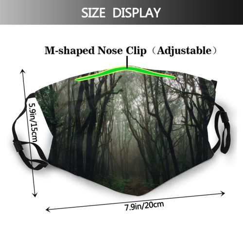 yanfind Jungle Gloomy Forest Branches Tree Misty Outdoors Hazy Trees Fog Foggy Woods Dust Washable Reusable Filter and Reusable Mouth Warm Windproof Cotton Face