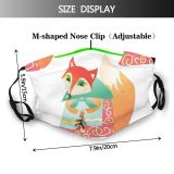 yanfind Abstract Isolated Cute Tale Fox Colorful Winter Cheerful Doodle Ornament Design Art Dust Washable Reusable Filter and Reusable Mouth Warm Windproof Cotton Face