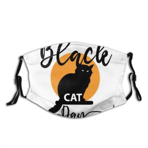 yanfind Calligraphy Isolated Halloween International Cat Cute Pictures Vintage Design Modern Pet Cats Dust Washable Reusable Filter and Reusable Mouth Warm Windproof Cotton Face